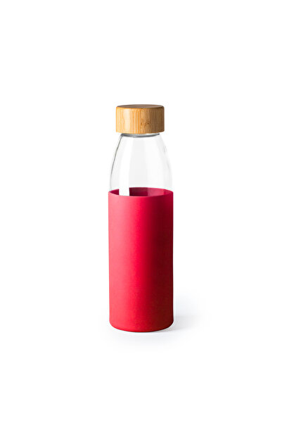 STAMINA NAGAMI sports bottle made of glass with silicone, 540 ml, red