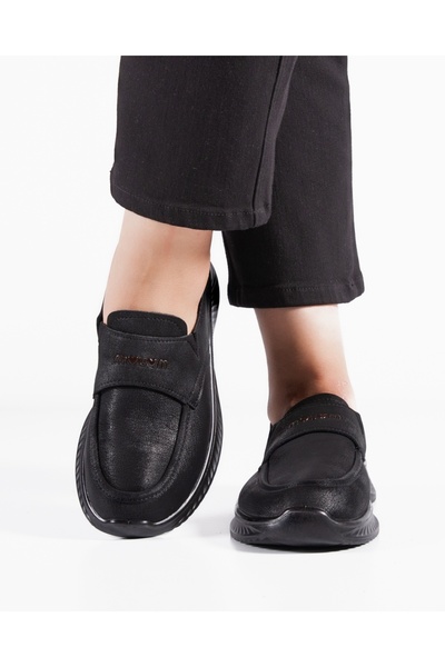 ALOGO Women's casual slip-on shoes, wide model, comfortable, elastic, with so...