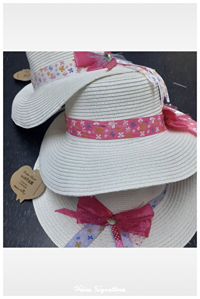 PIECE SIGNATURE Stoned and Sequined, White, Luxury Mercerized Children's Hat ...