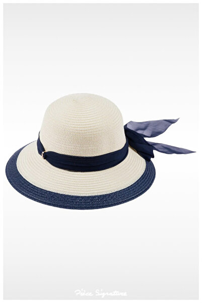 PIECE SIGNATURE Short Brim Luxury Straw Hat for Women (57-58 cm) (Adjustable ...