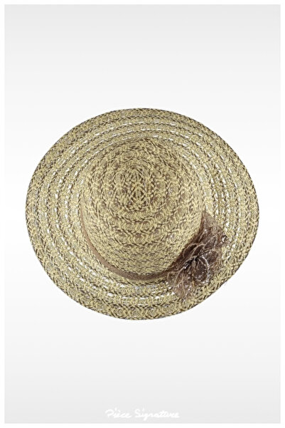 PIECE SIGNATURE Summer Women's Hat with Flower Accessories (Beige)