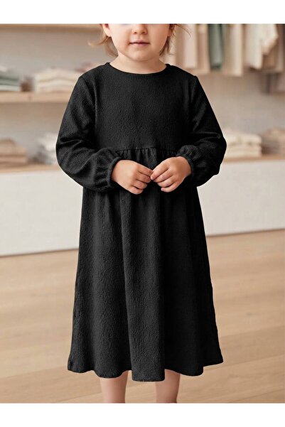 SÜSLÜ KİDS Bürümcük Fabric Oversize Ankle Length/Long Sleeve Dress