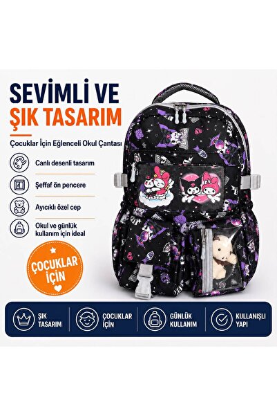 GRT Kawaii Kore Tarzı Kuromi Karakter Aksesuarlı Unisex Ortopedik Çocuk Okul ...