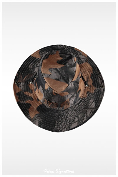 PIECE SIGNATURE Summer Boonie Bucket Hat (Unisex) (Tree Bark Pattern) (Dark B...