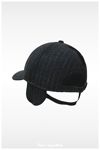PIECE SIGNATURE Golf Cap with Mafia Stripes, Winter Earmuffs, Fleece Inside, ...