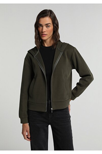 Colin's Regular Fit Hooded Plain Women's Green Sweatshirt