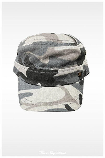 PIECE SIGNATURE Iron Star Gray Camouflage Printed Castro Adult Unisex Hat