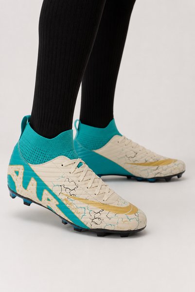 Jagulep Men's High Ankle Football Turf Cleats with Socks Beige