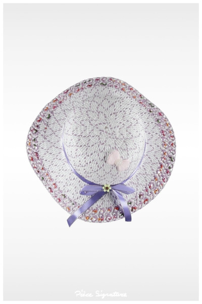PIECE SIGNATURE Mercerized Children's Hat with Pearls (Age 2-6) (Lilac)