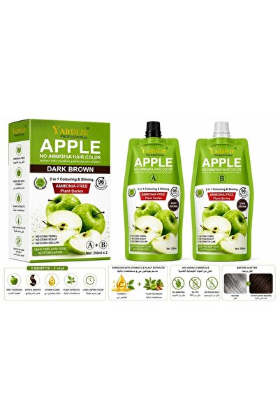 YARDLIE PROFESSIONAL Apple No Ammonia Hair Color, Dark Brown, 2-in-1 Colourin...