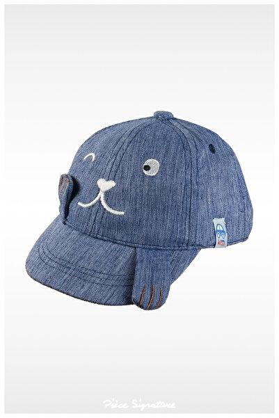 PIECE SIGNATURE 65% Cotton 35% Polyester, Dog Embroidered Baby Boy Hat (0-18 ...