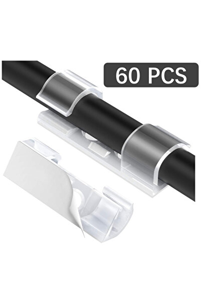 Generic 60 قطعة من مشابك الكابلات ذاتية اللصق القوية - منظم أسلاك شفاف، آمن و...