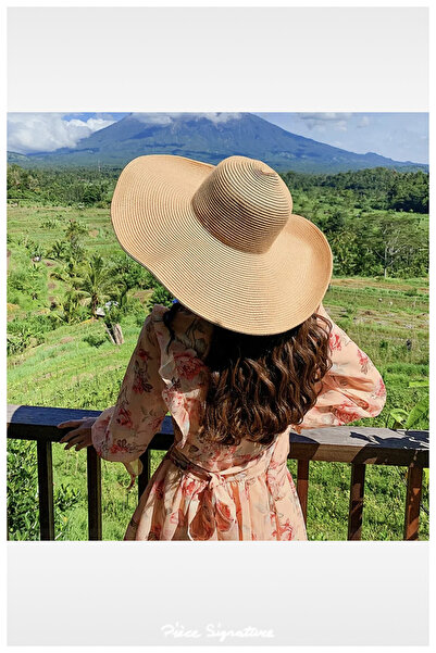 PIECE SIGNATURE Luxury Straw Beach Hat, Foldable Large Unit (Diameter 47 Cm, ...