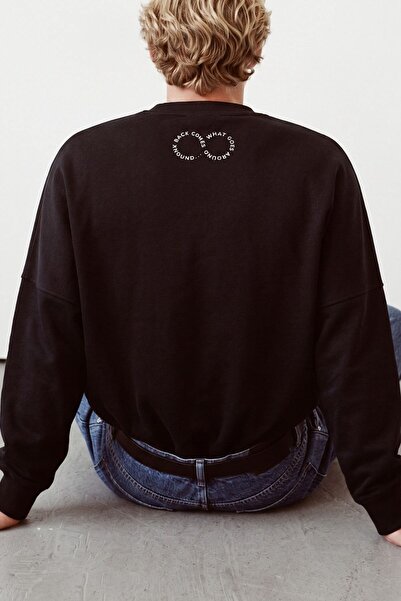 The Champ Clothing Men's Oversize Sweatshirt Comes Around Printed Black – Cre...