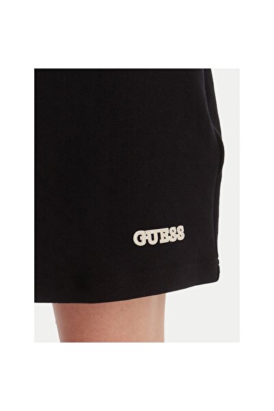 Guess Rochie neagră Clara cu mânecă scurtă pentru femei V6GK07K3002-JBLK