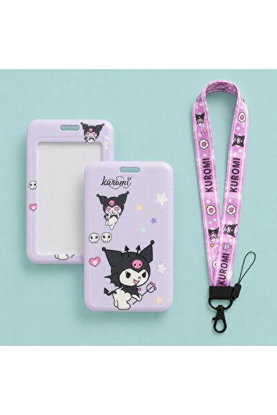synshop Cute Cat Kuromiii Patterned Neck Strap Drawstring Card Holder Id and ...