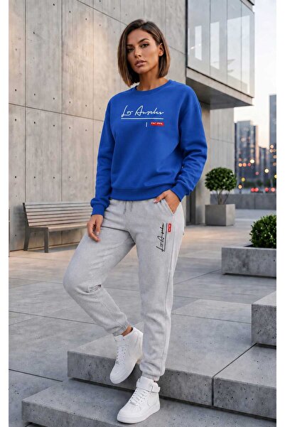 CLOTHES33 Zero Collar Sweat Suit 2-Piece Combination Winter Embroidered Handw...