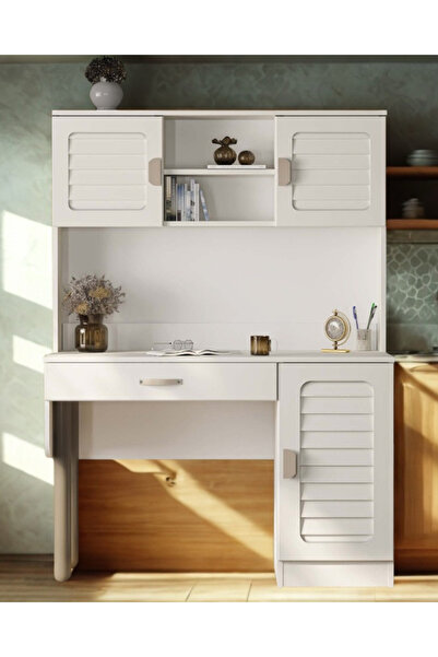 denimo Kitaplıklı Çalışma Masası / Komple MDF / Şık Tasarım / Ahşap Ayak
