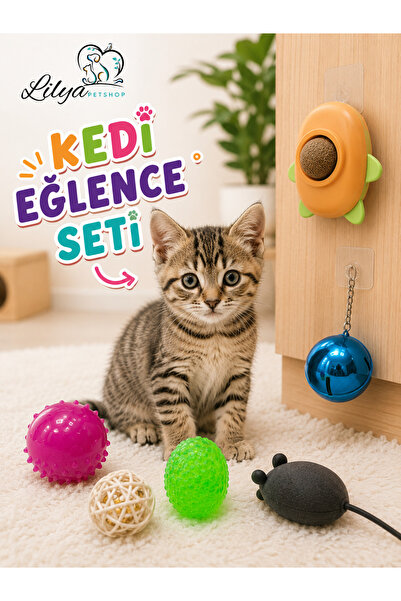6’lı Kedi Eğlence ve Oyun Seti – Kedi Naneli Oyun Topu, Fare, Zilli ve Hareketli Kedi Oyuncakları