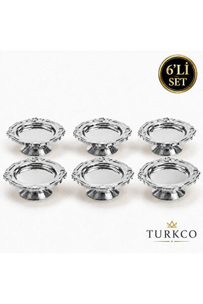 Turkco Set de 6 farfurii de prezentare cu picioare aurii, pentru gustări, del...