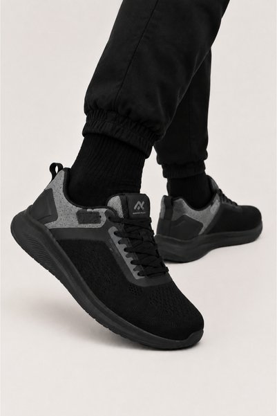 Jagulep Pantofi sport din tricot cu talpă Faylon pentru bărbați, NEGRU