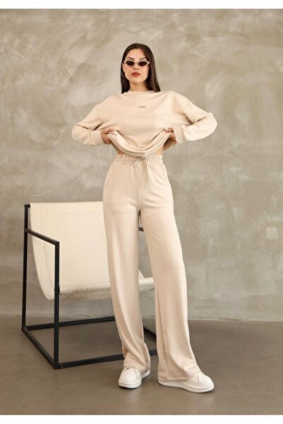 mylunessa Cl Kn New Season Beige Color Long Sleeve Modal Tracksuit Set
