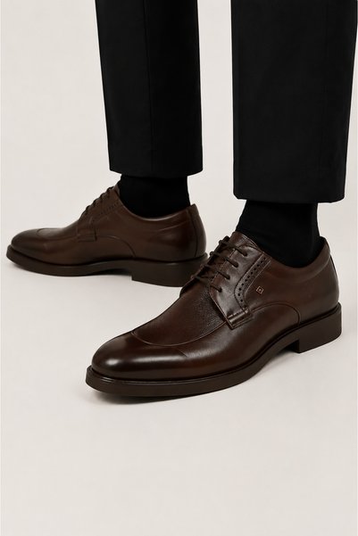 Jagulep Men's Eva Sole Genuine Leather Shoes Brown