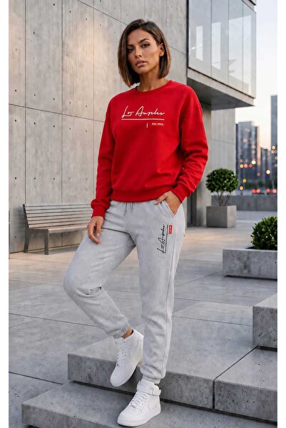 CLOTHES33 Zero Collar Sweat Suit 2-Piece Combination Winter Embroidered Handw...