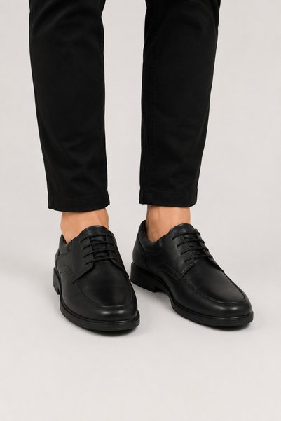 Jagulep Men's Orthopedic Genuine Leather Shoes Black