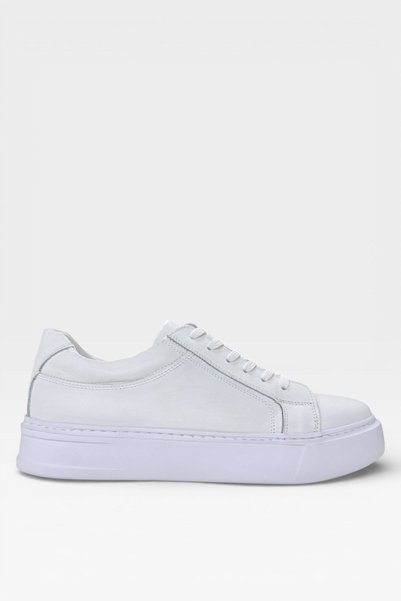 Jagulep Men's Faylon Sole Sneaker Genuine Leather Shoes White