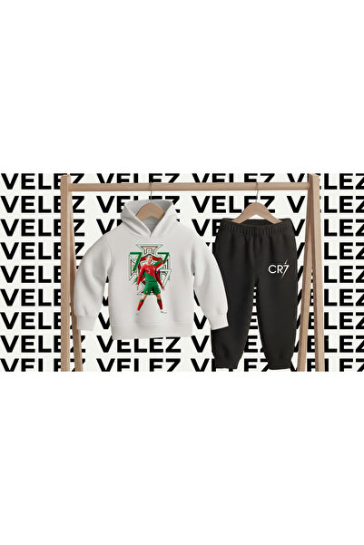 STİL-X Cristiano Ronaldo Cr7 Printed 3 Threaded Yarn Hooded Children's Tracks...