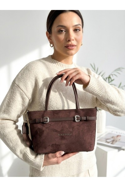 Just Polo Women's Suede Shoulder and Crossbody Bag with Multiple Compartments...