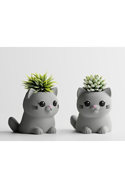LayerCrew Ghiveci pisică PurrBloom 41 mm 80 mm 95 mm 86 mm Ash Gray Sakura Pi...