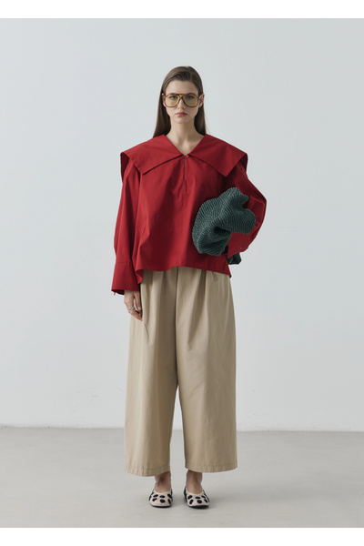 MODA AKSA RUBY CAPE BLUZ KIRMIZI