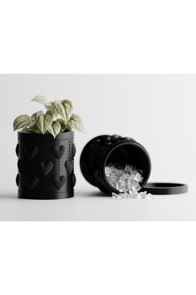 LayerCrew Borcan cu capac-ghiveci Amis 10.5 cm 10.4 cm 10.4 cm Black