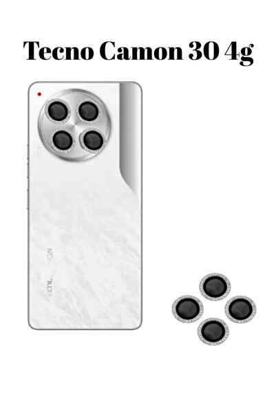 CaseTechnoo Tecno Camon 30 4g Uyumlu Taşlı Parlak Kamera Lens Koruyucu