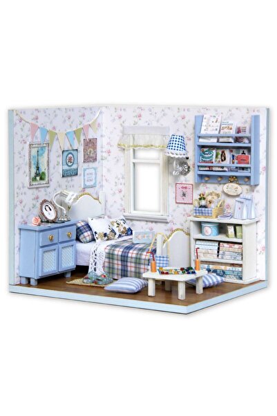 Fara brand Casuta Miniaturala – Dormitor Blue Floral, Mobilier si Accesorii D...