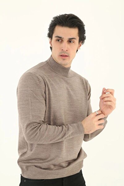 VELİZADE Men's Half-Throat Knitwear Soft Fine Textured Cotton Long Sleeve Swe...