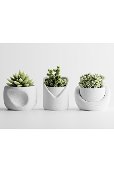 LayerCrew Set 3 ghivece Sinu 6.3 cm 8.9 cm 9.1 cm Jade White