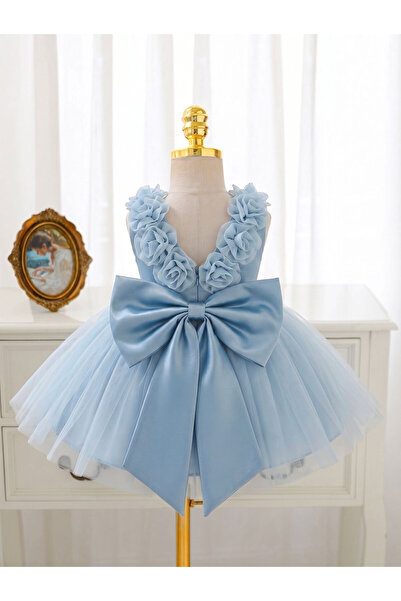 melek golden Baby Girl/Kid Princess Dress - 3D Floral Strap Tutu Dress with B...