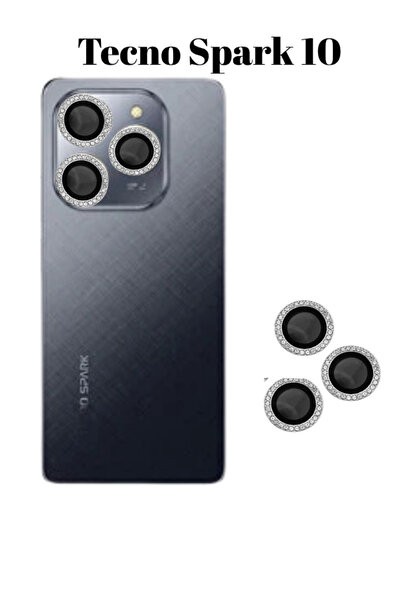 CaseTechnoo Tecno Spark 10 Uyumlu Taşlı Parlak Kamera Lens Koruyucu