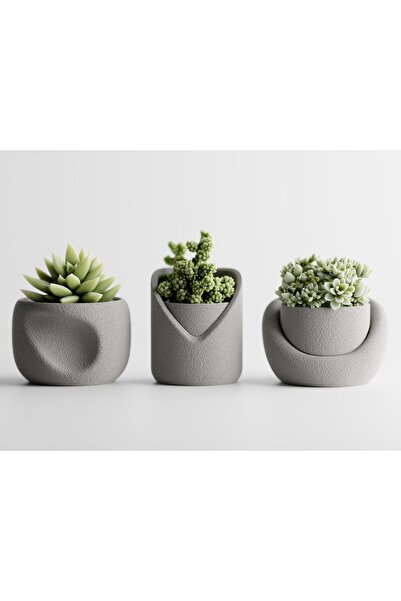 LayerCrew Set 3 ghivece Sinu 6.3 cm 8.9 cm 9.1 cm Gray