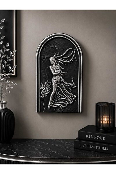 amazoondesing Decorative Silver Foil Wall Painting with Female Figure – Black...