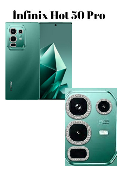 CaseTechnoo İnfinix Hot 50 Pro Uyumlu Taşlı Parlak Kamera Lens Koruyucu