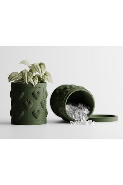 LayerCrew Borcan cu capac-ghiveci Amis 10.5 cm 10.4 cm 10.4 cm Dark Green