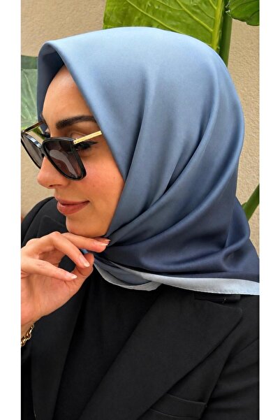 Firuze scarf Dark Blue Gradient Pattern Soft Cotton Scarf