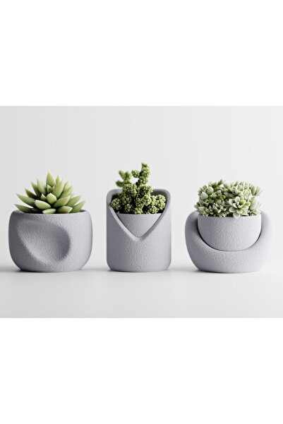 LayerCrew Set 3 ghivece Sinu 6.3 cm 8.9 cm 9.1 cm Marble
