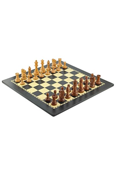 İTALFAMA Set de șah clasic premium 9,7 cm |   Lemn de salcâm |   Placă de aba...