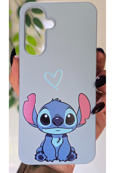 Magic Ring Samsung Galaxy A16 Uyumlu Stitch Desenli İçi Kadife Bebe Mavi Tele...