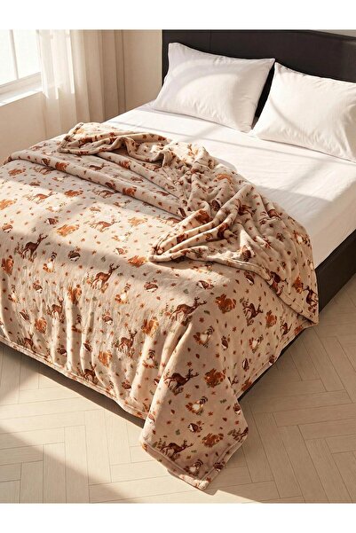 LC Waikiki Mixed Raccoon Figured Double Blanket (W6)